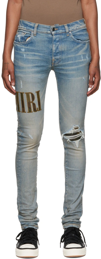Amiri Blue Core Applique Jeans In Clay Indigo