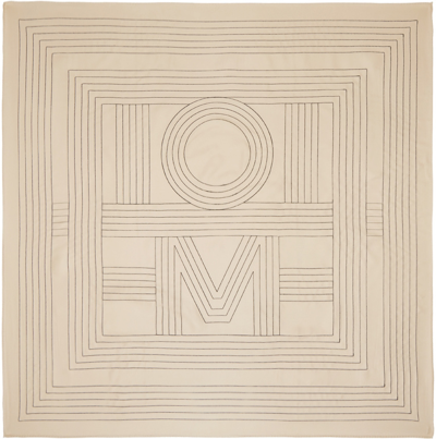 Totême Embroidered Monogram Silk Scarf In Creme