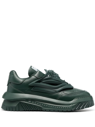 Versace Odissea Chunky Leather Trainers In Green