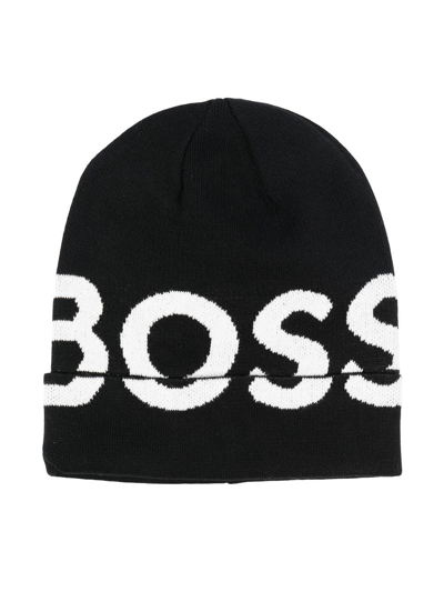 Bosswear Logo-print Cotton Beanie In Black
