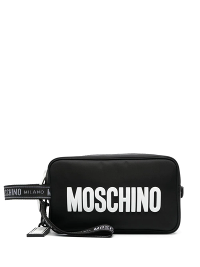 Moschino Logo-print Wash Bag In 黑色