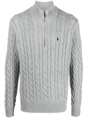 Polo Ralph Lauren Cable-knit Half-zip Jumper In 灰色