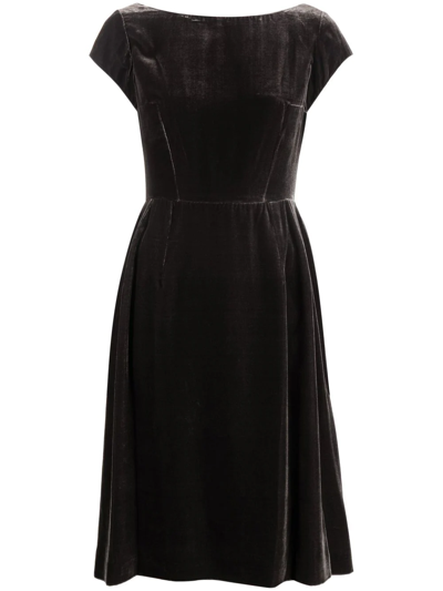 Aspesi Cap-sleeve Velvet-effect Dress In 灰色