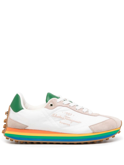 Ferragamo Iggy Rainbow-sole Sneakers In Multicolour