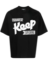 Dsquared2 'keep Exploring' Cotton T-shirt In 黑色