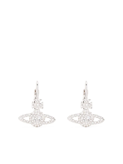 Vivienne Westwood Grace Orb Crystal Drop Earrings In 银色