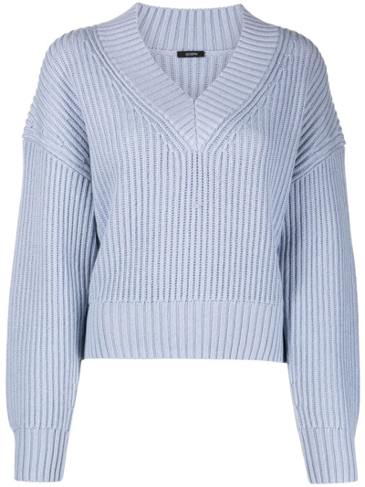 Joseph Stitch Ribbed Cotton, Wool And Cashmere-blend Sweater In Horizon