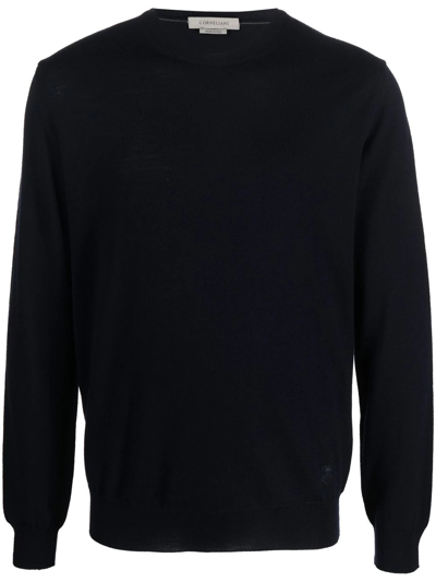 Corneliani Crew-neck Long-sleeve Jumper In Black