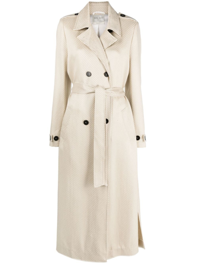 Forte Forte Double-breasted Corduroy Trench Coat In Ivory