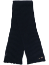 Paul & Shark Logo-patch Ribbed Wool Scarf In 蓝色