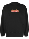 PALM ANGELS DISTRESSED BURNING LOGO-PRINT SWEATSHIRT