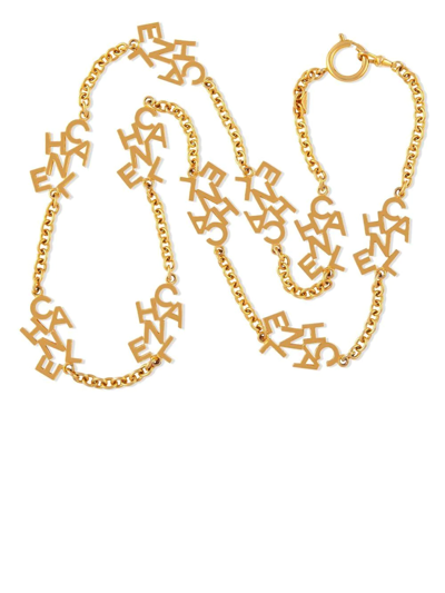 Pre-owned Chanel 1980s Logo Lettering Long Necklace In 金色