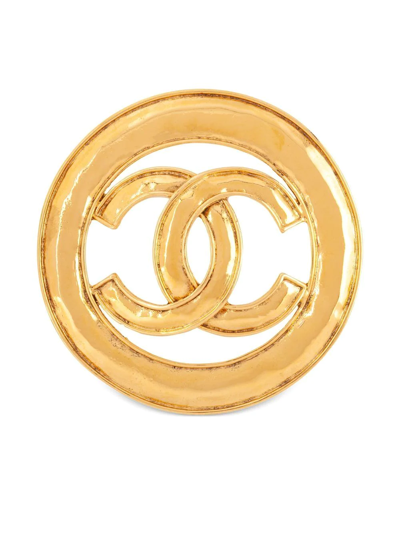 Pre-owned Chanel 1980s Cc Cut-out Brooch In 金色