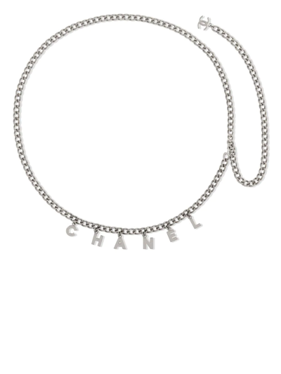 Pre-owned Chanel 2011 Logo Lettering Chain Belt In 银色
