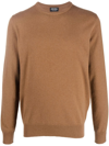Zegna Cashseta Light Crewneck Sweater In 褐色