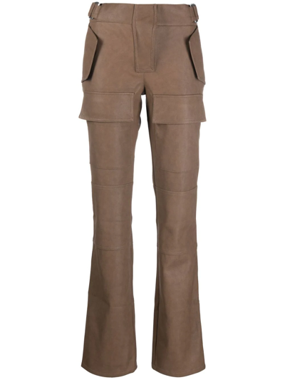 Misbhv Tan Moto Faux-leather Trousers In Brown