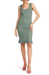 Betsey Johnson Crochet Ruffle Hem Tank Dress In Summer Sage