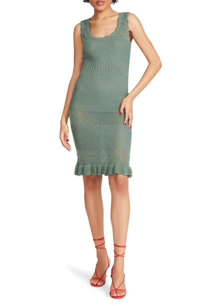 Betsey Johnson Crochet Ruffle Hem Tank Dress In Summer Sage