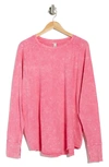 Z By Zella Vintage Washed Relaxed Long Sleeve Tee In Pink Rouge