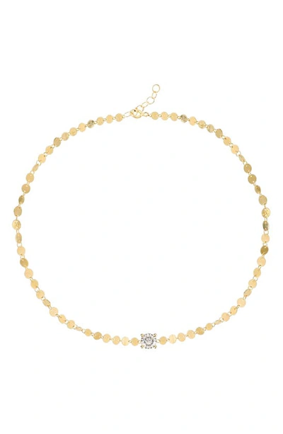 Gabi Rielle 14k Gold Plated Sterling Silver Shimmering Disk & Solitaire Cz Necklace
