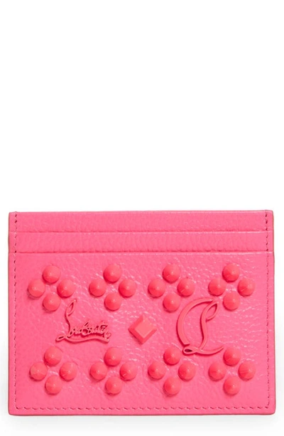 Christian Louboutin Kios Loubi Sky Leather Studded Wallet In Poupidou/ Poupidou