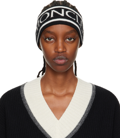 Moncler Logo Intarsia-knit Headband In Black