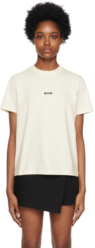 Msgm Off-white Printed T-shirt In 02 Ivory