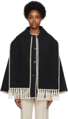 Totême Embroidered Fringe Contrast-trim Scarf Wool Jacket In Multi-colored