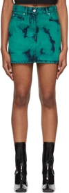 Msgm Ssense Exclusive Green Tie-dye Miniskirt In 83 Peacock Blue