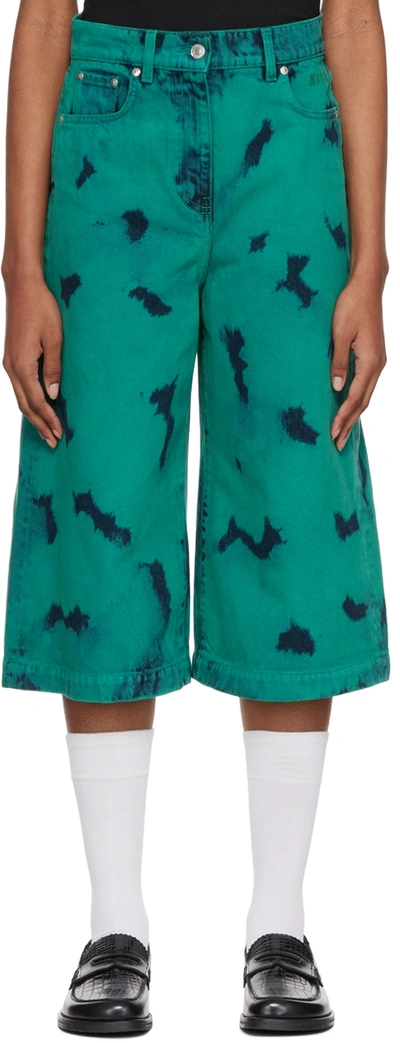 Msgm Ssense Exclusive Green Tie-dye Jeans In 83 Peacock Blue