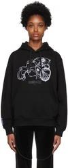 Mcq By Alexander Mcqueen Black Print Hoodie In 1000 Darkest Black