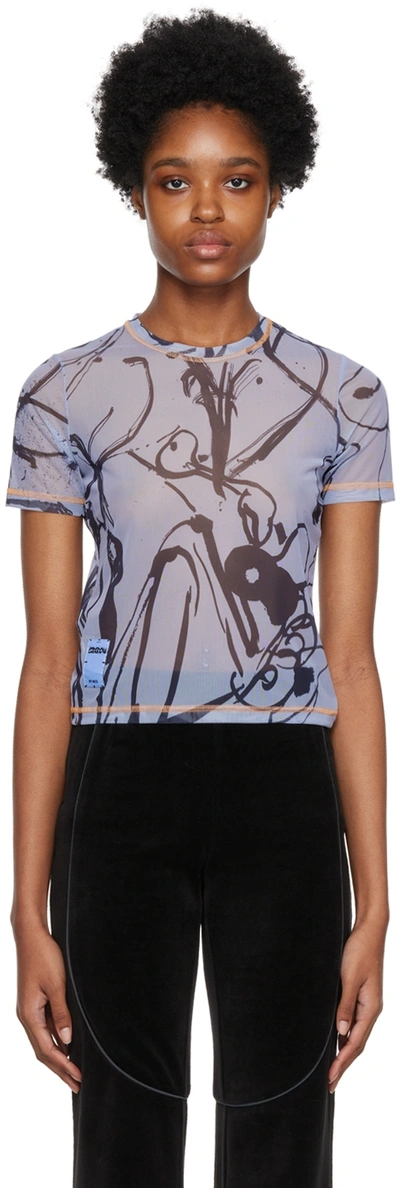 Mcq By Alexander Mcqueen Blue Printed T-shirt In 8004 Horizon