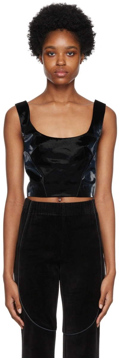 Mcq By Alexander Mcqueen Black Faux-leather Tank Top & Bolero Set In 1000 Darkest Black