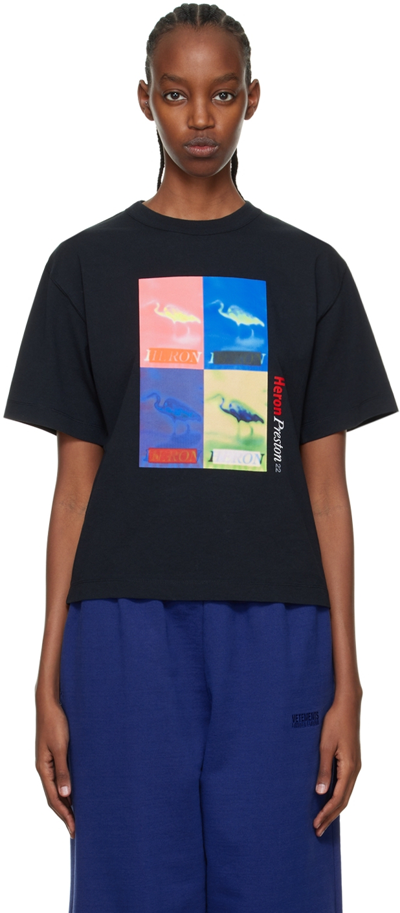 Heron Preston Graphic-printed Embroidered Cotton T-shirt In Black