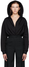 Alaïa Black Hooded Bodysuit In 995 Noir Alaia