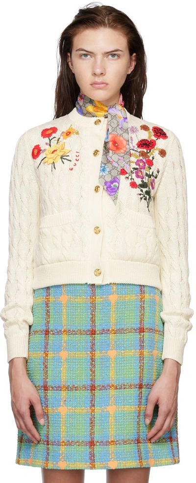 Gucci Lovelight Cotton Cardigan With Embroidery In Sunlight