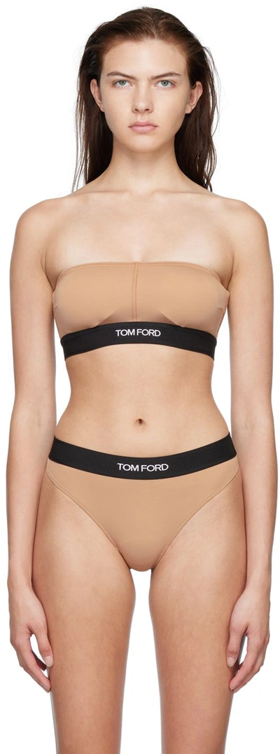 Tom Ford Beige Signature Bandeau Bra In Pink