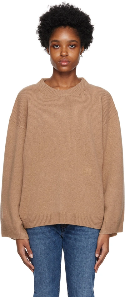 Totême Brown Embroidered Sweater In Camel