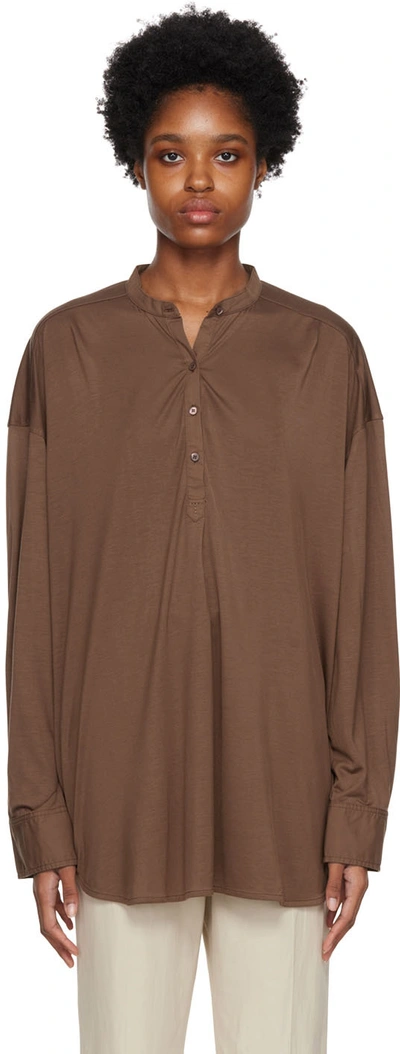 Totême Brown Fluid Shirt In Saddle Brown