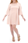 Nina Leonard Shoulder Cutout Dress In Blush