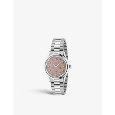Gucci Ya1265033 G-timeless Stainless-steel Automatic Watch In Pink