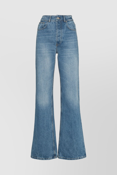 Paco Rabanne Cotton Denim Straight Leg Jeans In Blue