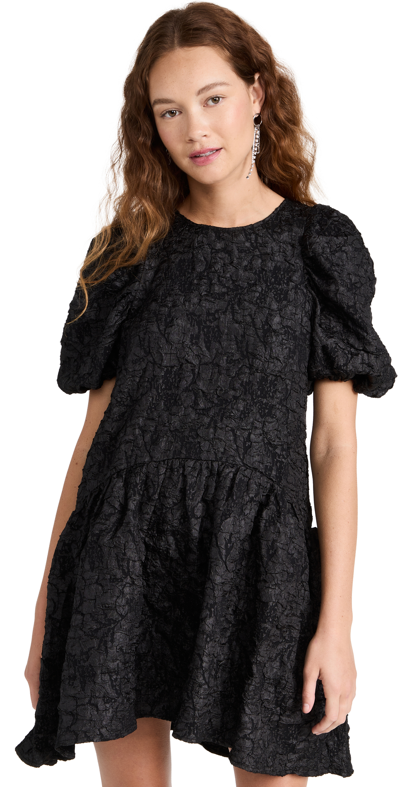 Endless Rose Puff Sleeve Drop Waist Dress In Black