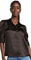 Frame Gillian Three-quarter Sleeve Silk Button-up Shirt In Americano