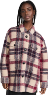 Isabel Marant Étoile Harveli Oversized Checked Wool-blend Jacket In Burgundy/ecru