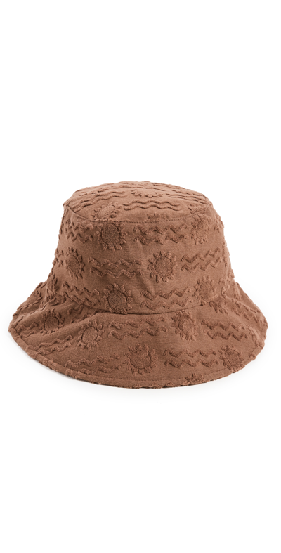 Lack Of Color Wave Sun-embossed Terry Cotton Bucket Hat In Коричневый