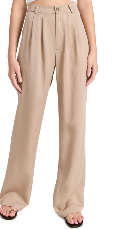 Reformation Mason Darted Wide Leg Trousers In Khaki