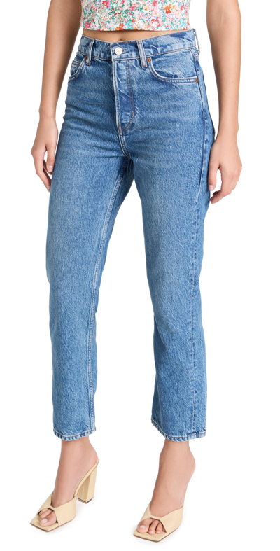 Reformation Cynthia Straight-leg High-rise Recycled And Organic Cotton-blend Denim Jeans In Colourado