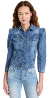 Retroféte Ada Puff-sleeve Denim Jacket In Sea