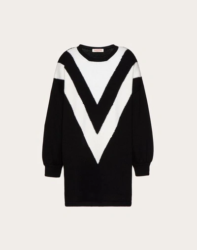 Valentino Two-tone Virgin-wool Jumper In Black/ivory